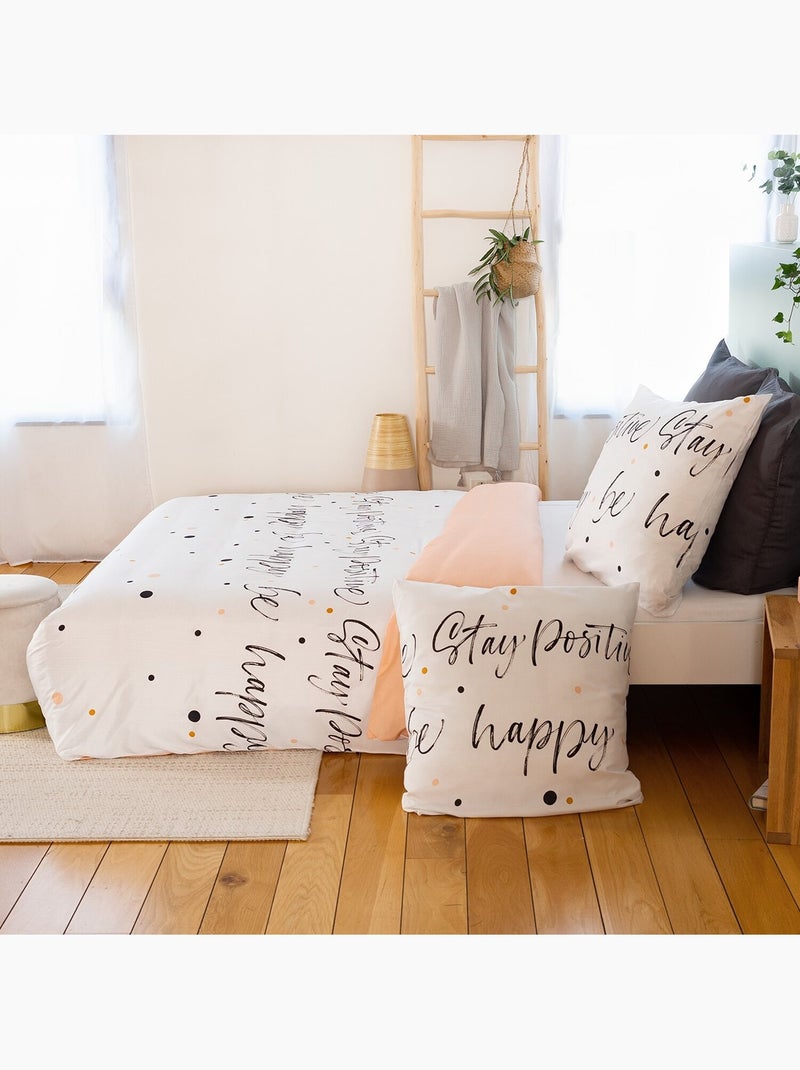 Parure housse de couette 100 % polyester positive Noir - Kiabi