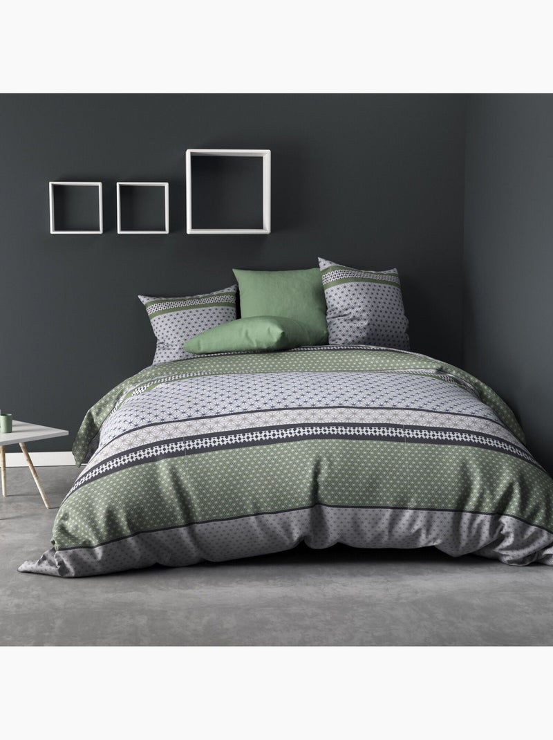 Parure housse de couette 100 % polyester vaxo Vert - Kiabi
