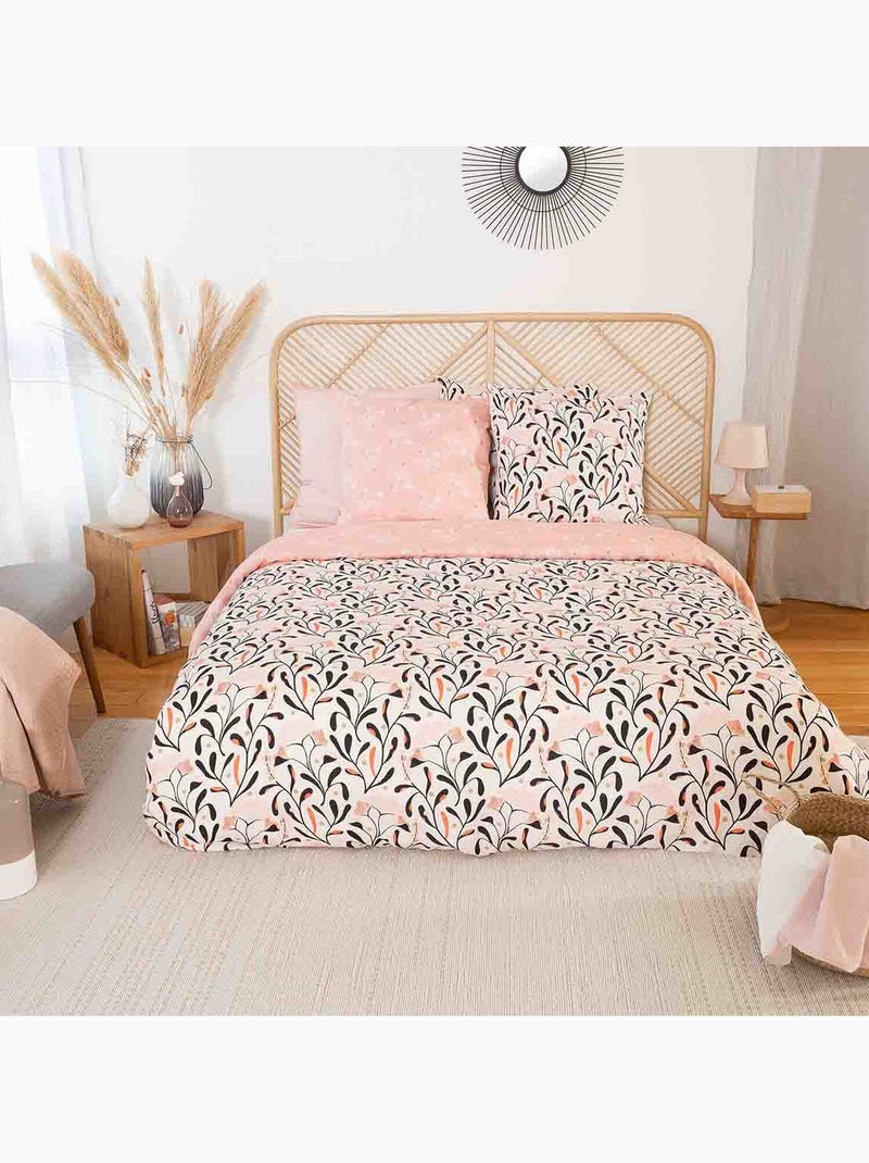 Parure housse de couette 100 % satin de coton joy Rose - Kiabi
