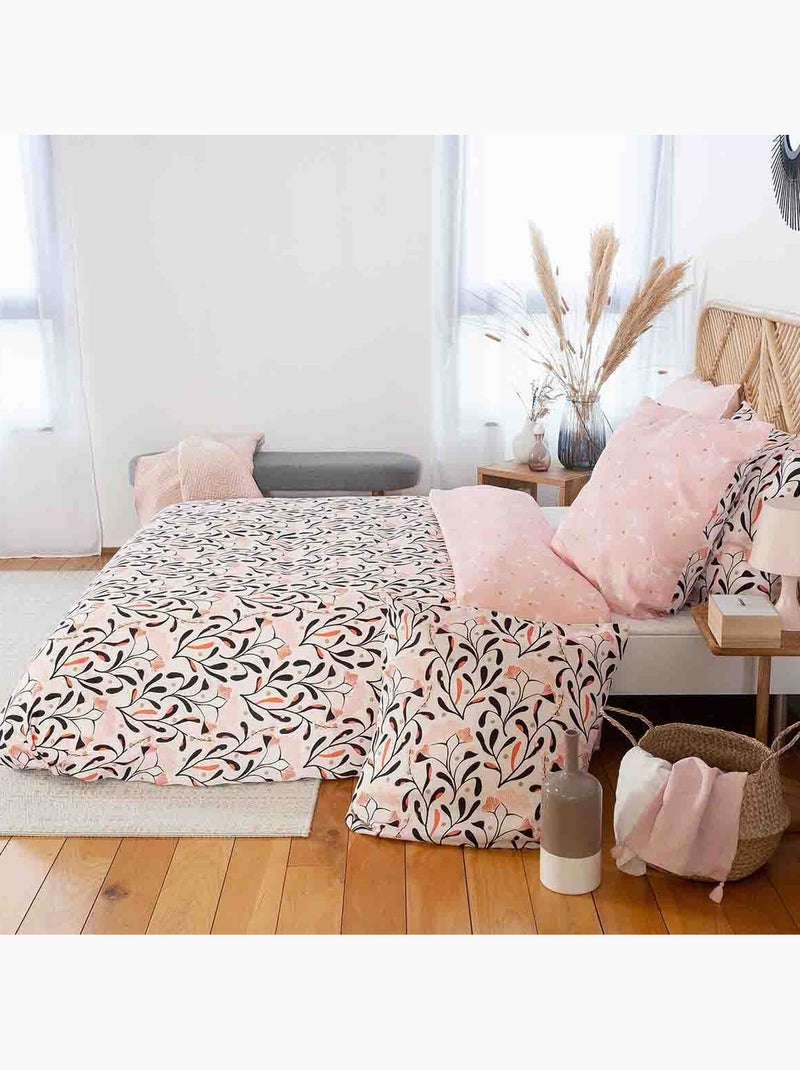 Parure housse de couette 100 % satin de coton joy Rose - Kiabi