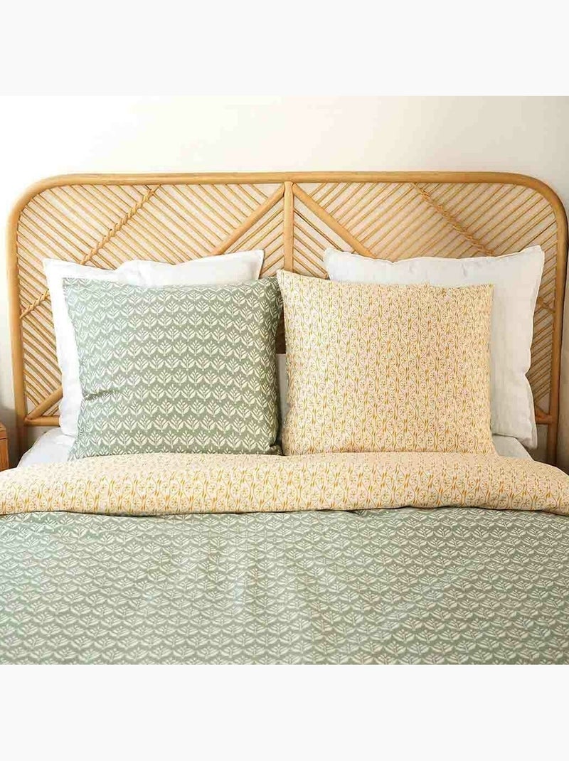 Parure housse de couette 100 % satin de coton orient Vert - Kiabi