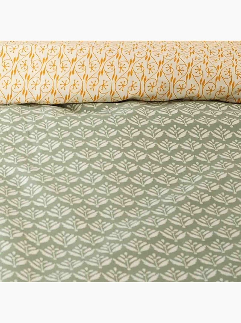 Parure housse de couette 100 % satin de coton orient Vert - Kiabi