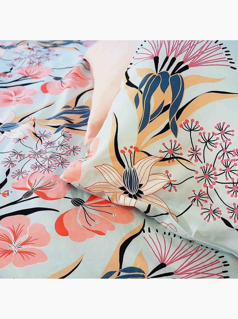 Parure housse de couette 100 % satin de coton paya Rose - Kiabi