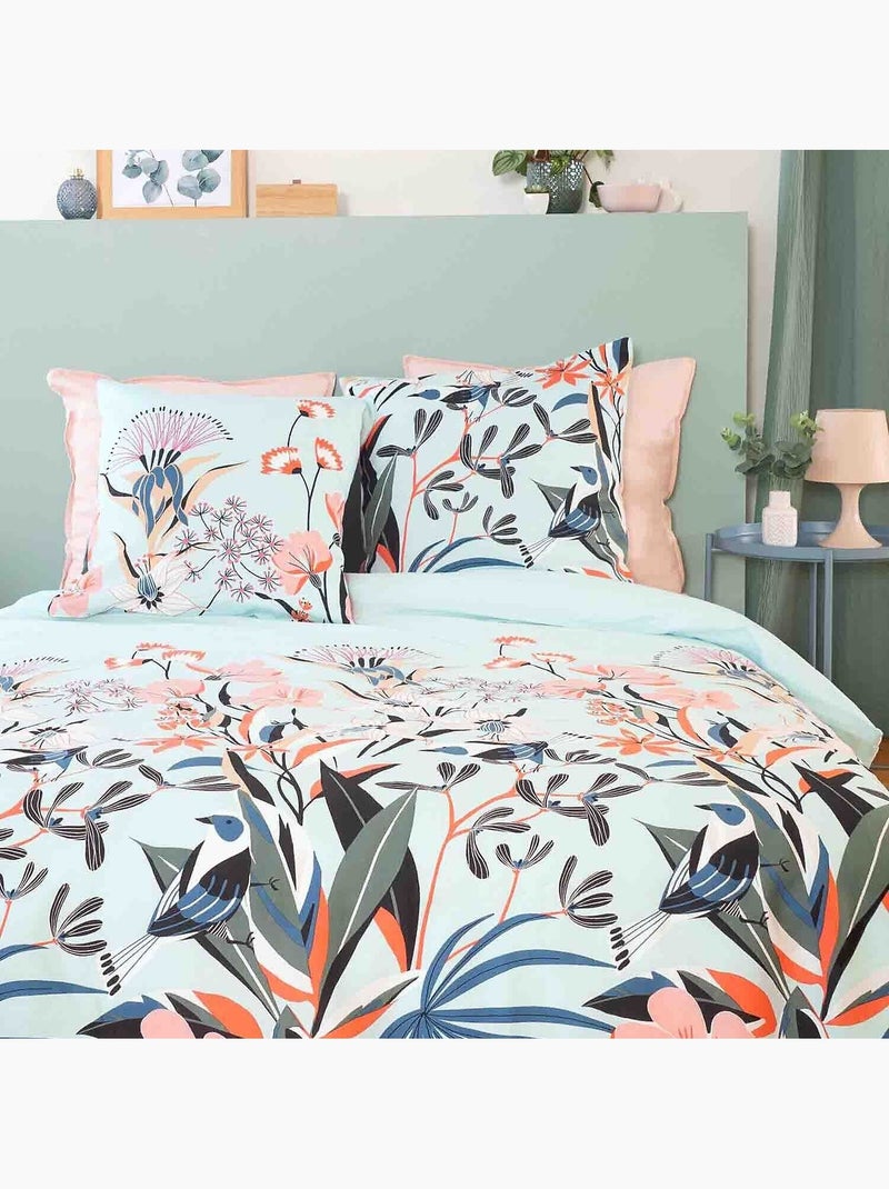 Parure housse de couette 100 % satin de coton paya Rose - Kiabi