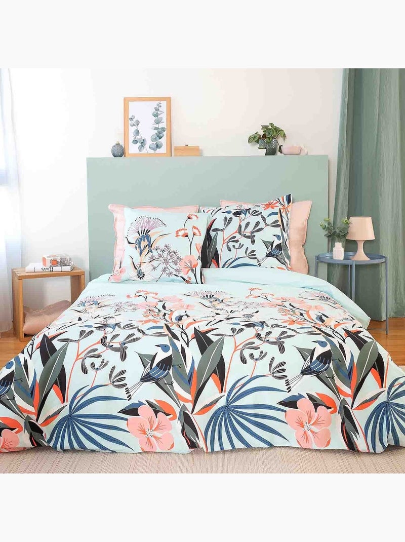 Parure housse de couette 100 % satin de coton paya Rose - Kiabi