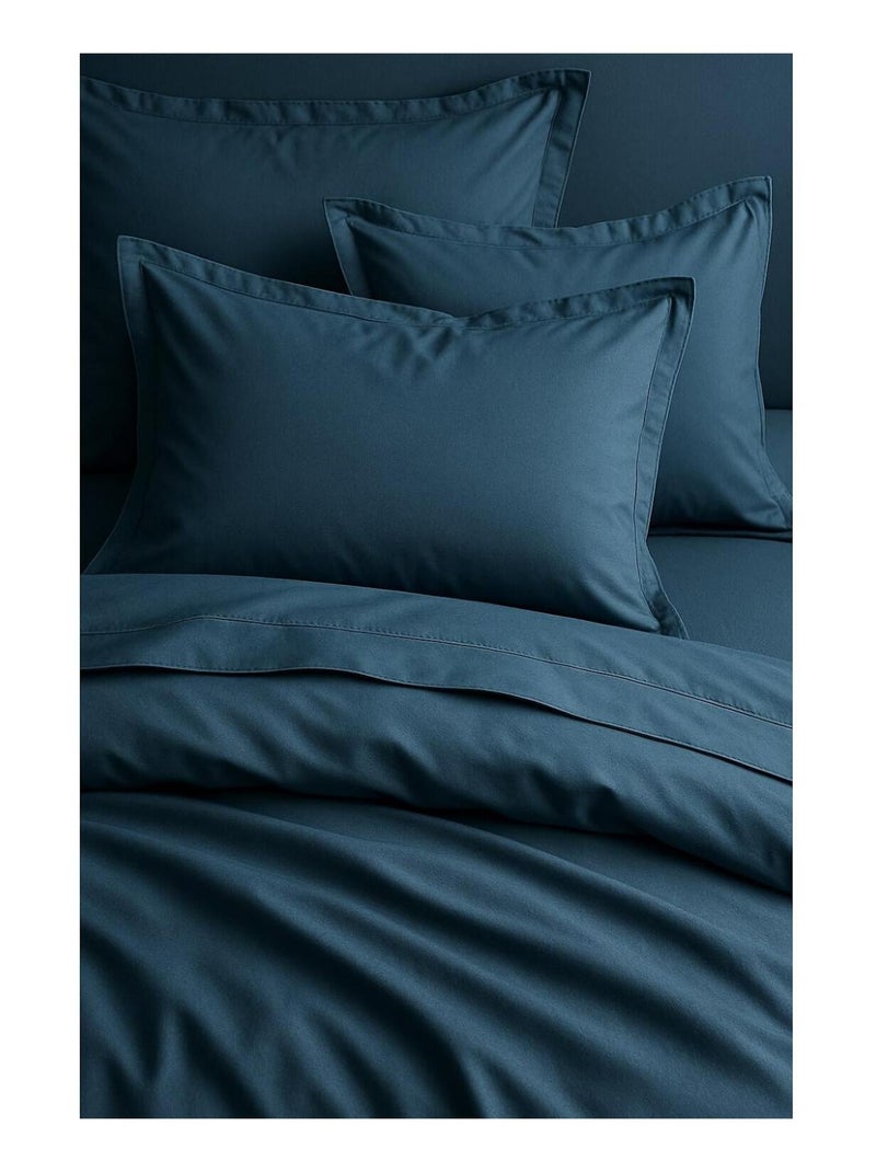Parure housse de couette 100 % satin de coton sati Bleu - Kiabi