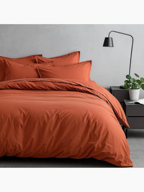 Parure housse de couette 100 % satin de coton sati - Kiabi