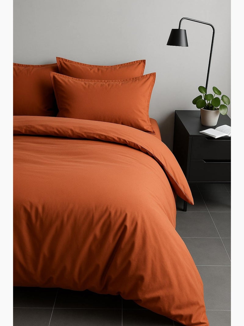 Parure housse de couette 100 % satin de coton sati Rouge - Kiabi