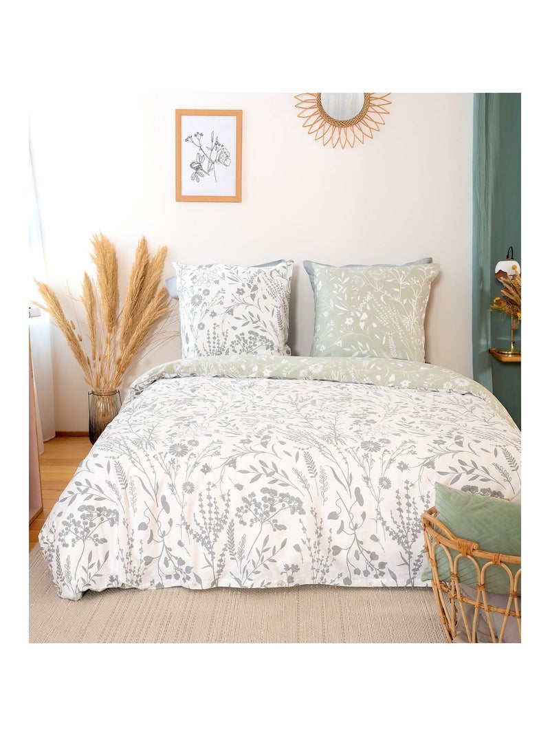 Parure housse de couette 100 % satin de coton susie Blanc - Kiabi