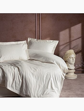 Parure housse de couette 100% satin de coton Uni - Stripe