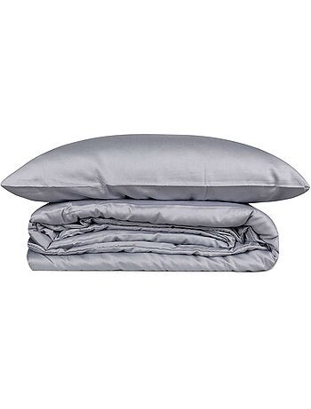Parure housse de couette 100% satin de coton unie - Elegant