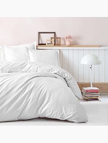 Parure housse de couette 100% satin de coton unie - Stripe