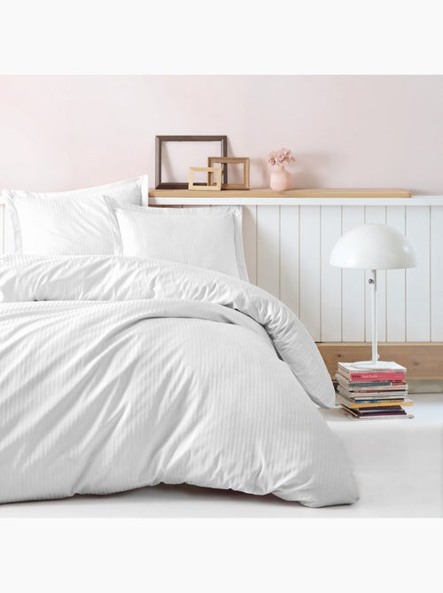 Parure housse de couette 100% satin de coton unie - Stripe - Kiabi