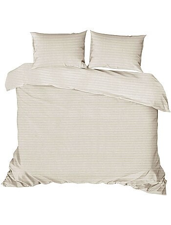 Parure housse de couette 100% satin de coton unie - Stripe