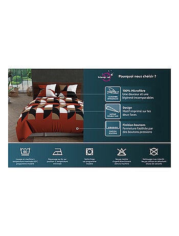 Parure housse de couette 140x200 cm en microfibre ANANAS gris, par Soleil d'Ocre