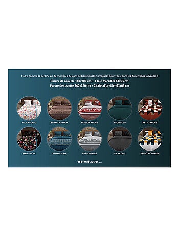 Parure housse de couette 140x200 cm en microfibre ANANAS gris, par Soleil d'Ocre