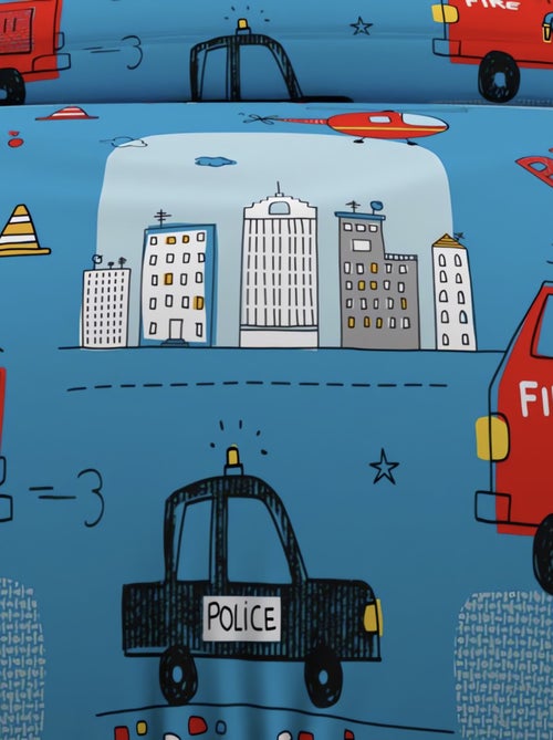 Parure housse de couette 140x200 cm POMPIERS, 100% coton 57 fils/cm2, par S avec 1 taie d'oreiller - Kiabi