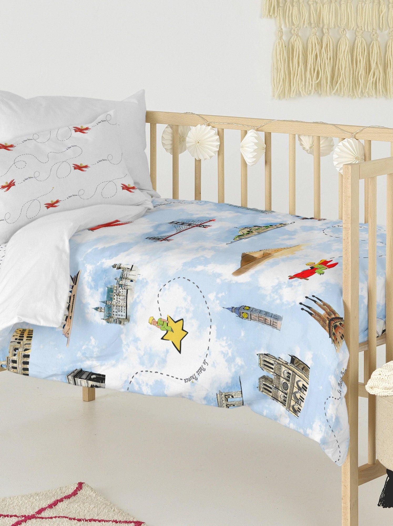 Parure De Lit Berceau 3 Pièces Mimosa City - 100% Coton 200 Fils - 60x120 Cm - Multicolore - 12