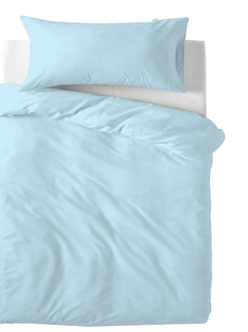 Parure housse de couette 2 pièces Basic Berceau "Happyfriday" Bleu - Kiabi