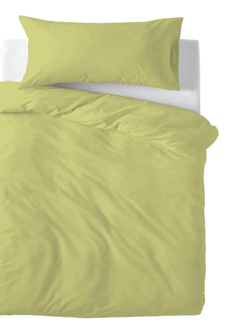 Parure housse de couette 2 pièces Basic Berceau "Happyfriday" Vert olive - Kiabi