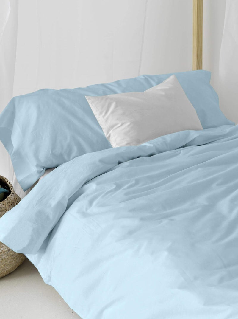 Parure housse de couette 2 pièces Basic "Happyfriday" Bleu - Kiabi