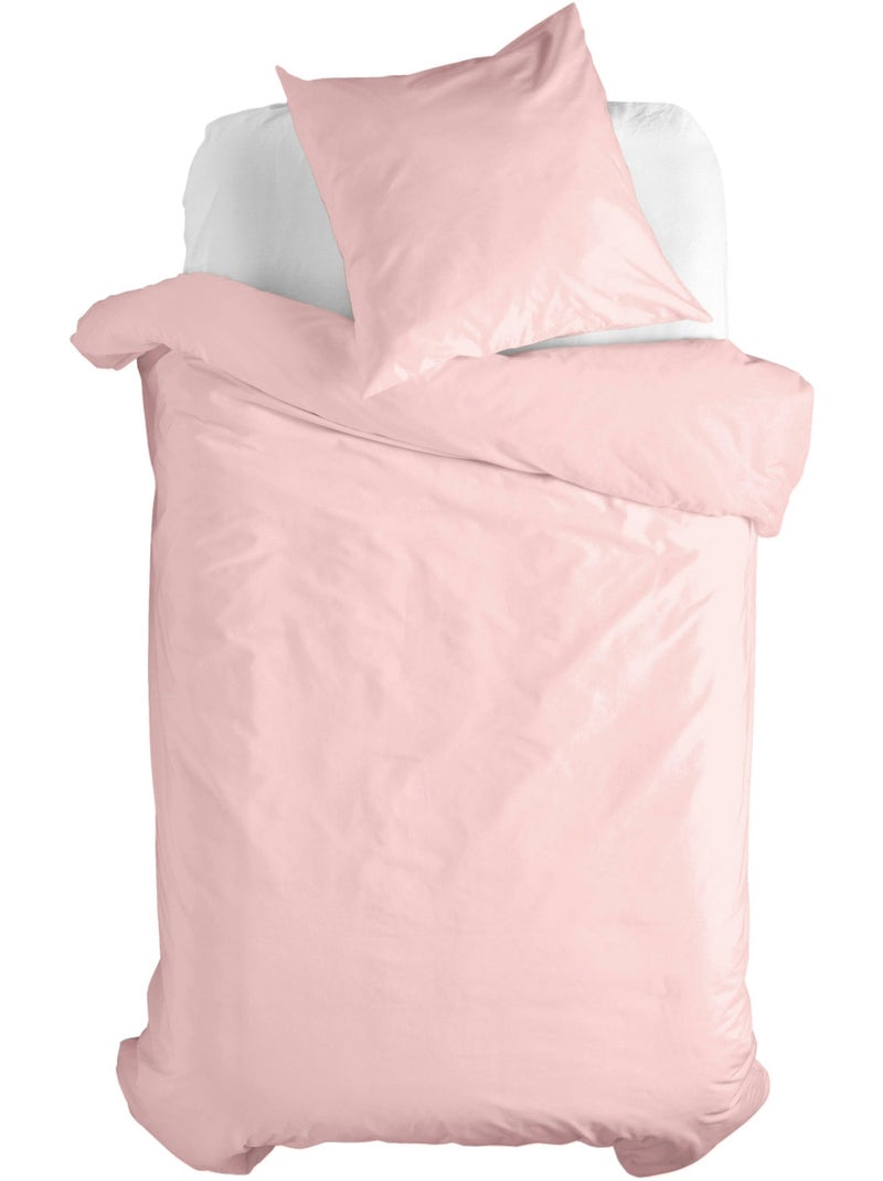 Parure housse de couette 2 pièces Basic "Happyfriday" Rose pâle - Kiabi