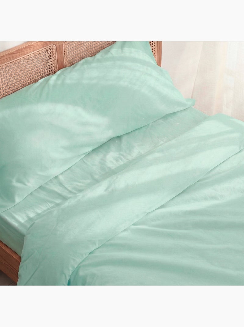 Parure housse de couette 2 pièces Basic "Happyfriday" Vert - Kiabi