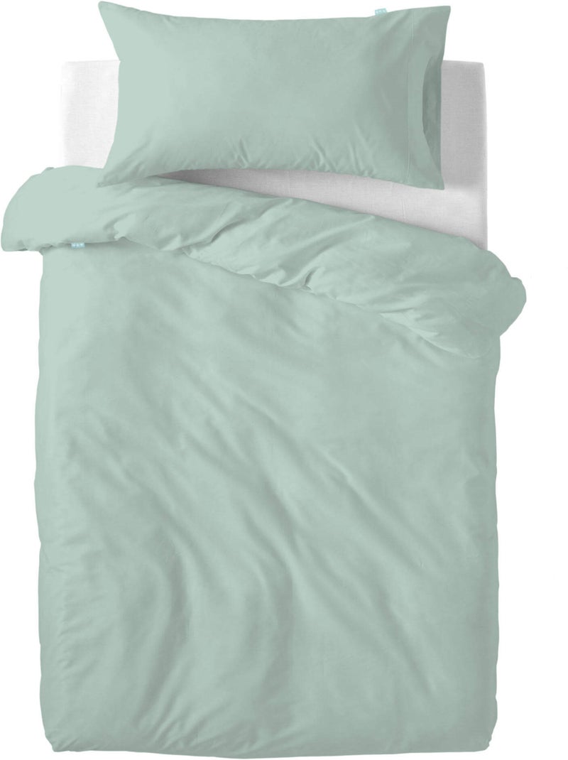 Parure housse de couette 2 pièces Basic Lit Bébé "Happyfriday" Menthe - Kiabi
