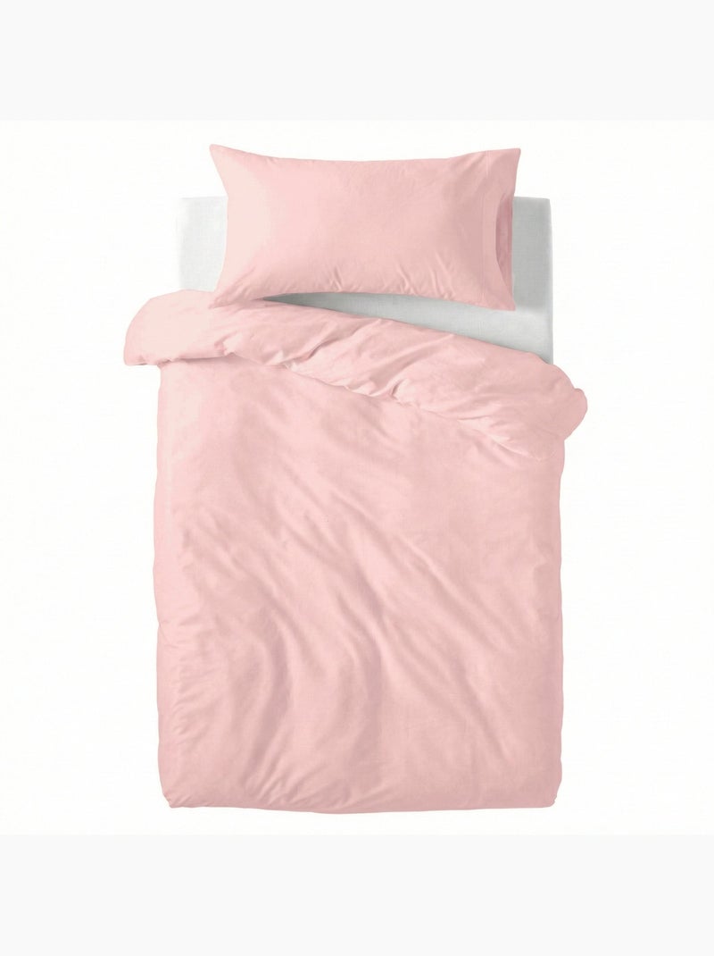 Parure housse de couette 2 pièces Basic Lit Bébé "Happyfriday" Rose pâle - Kiabi