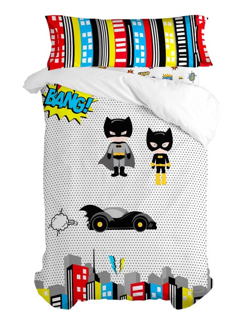 Parure housse de couette 2 pièces Bat "Happyfriday" - Kiabi