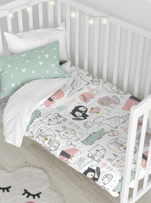 Parure housse de couette 2 pièces Best buddies Berceau "Happyfriday" - Kiabi