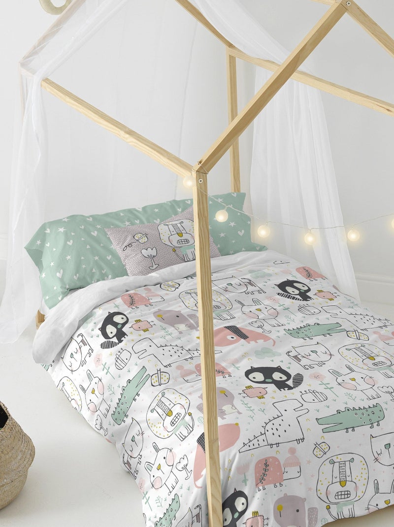 Parure housse de couette 2 pièces Best buddies "Happyfriday" Blanc - Kiabi