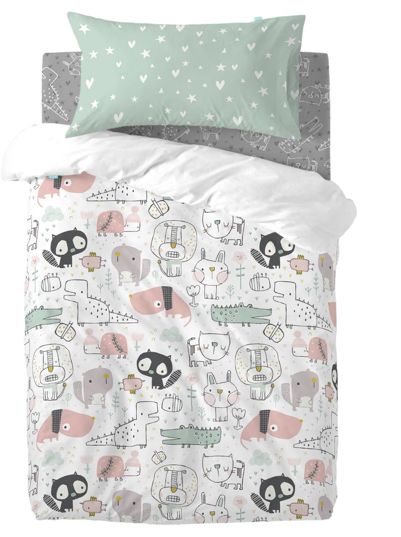 Parure housse de couette 2 pièces Best buddies "Happyfriday" Multicolore - Kiabi