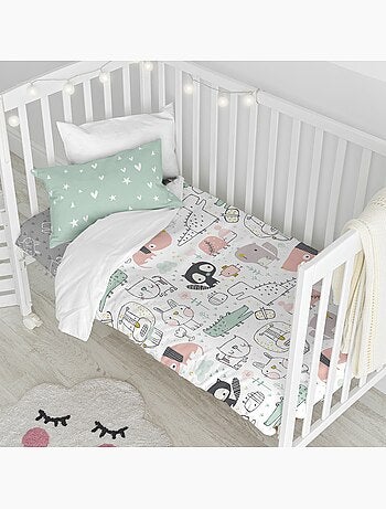 Parure housse de couette 2 pièces best buddies lit bébé "happyfriday