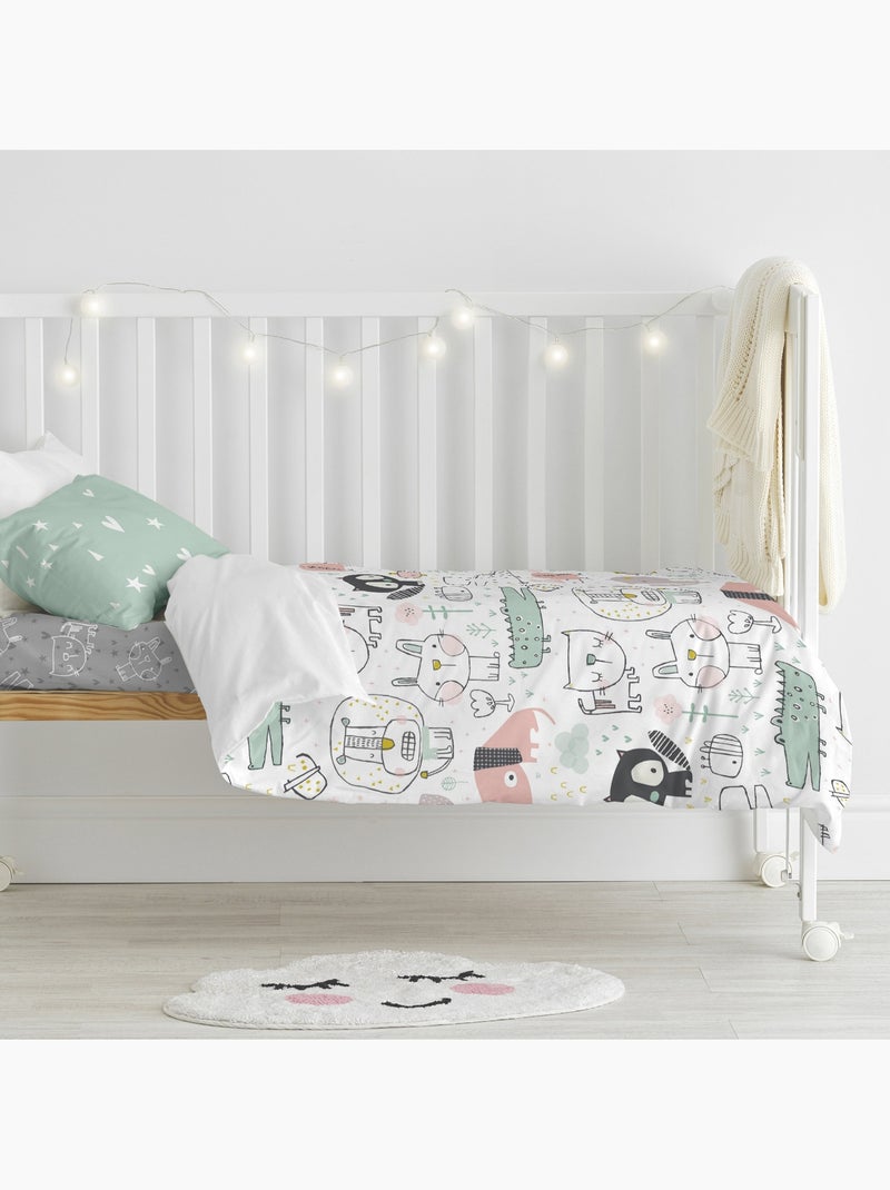 Parure housse de couette 2 pièces best buddies lit bébé "happyfriday" Multicolore - Kiabi