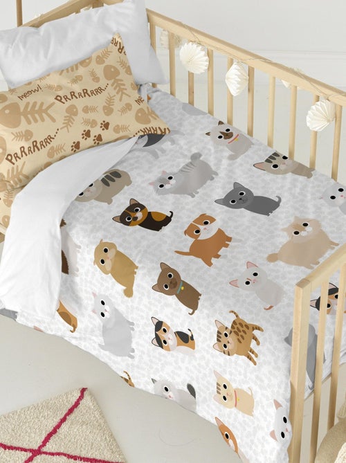 Parure housse de couette 2 pièces Cats "Happyfriday" - Kiabi