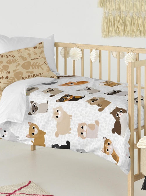 Parure housse de couette 2 pièces Cats "Happyfriday" - Kiabi