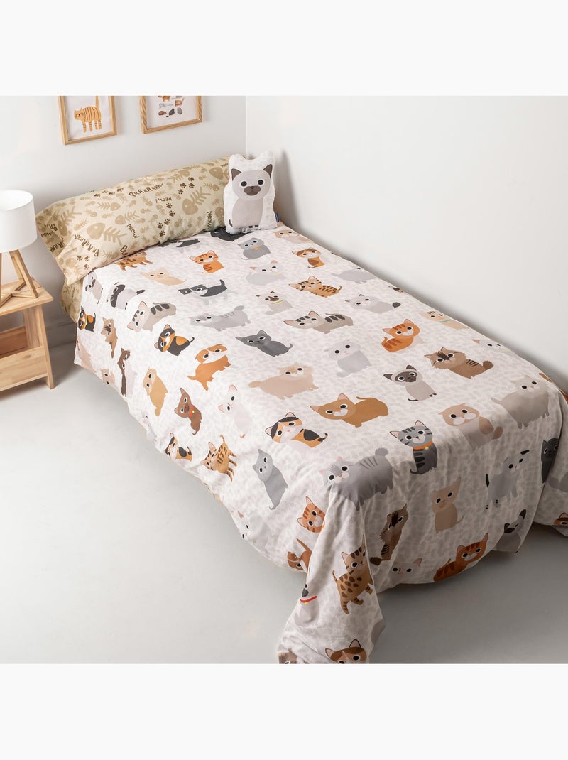 Parure housse de couette 2 pièces Cats "Happyfriday" Multicolore - Kiabi