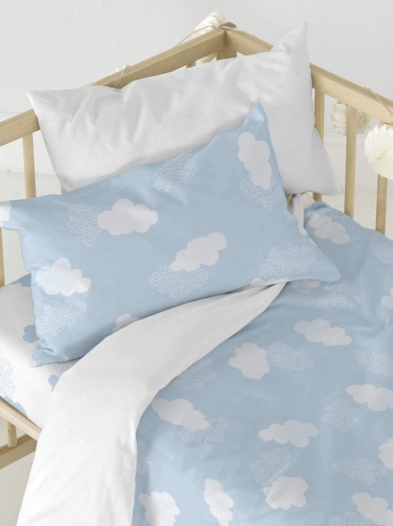 Parure housse de couette 2 pièces Clouds "Happyfriday" Bleu - Kiabi