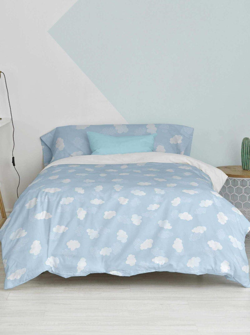 Parure housse de couette 2 pièces Clouds "Happyfriday" Bleu - Kiabi