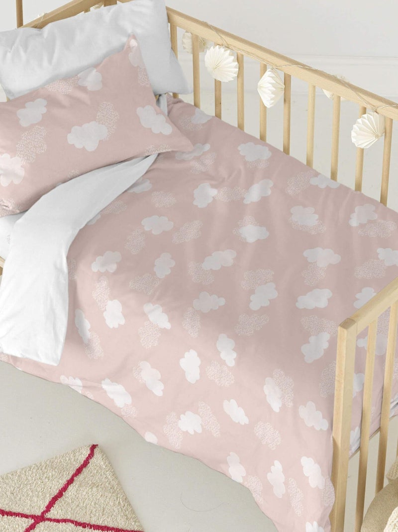 Parure housse de couette 2 pièces Clouds "Happyfriday" Rose - Kiabi
