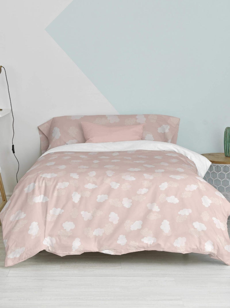 Parure housse de couette 2 pièces Clouds "Happyfriday" Rose - Kiabi