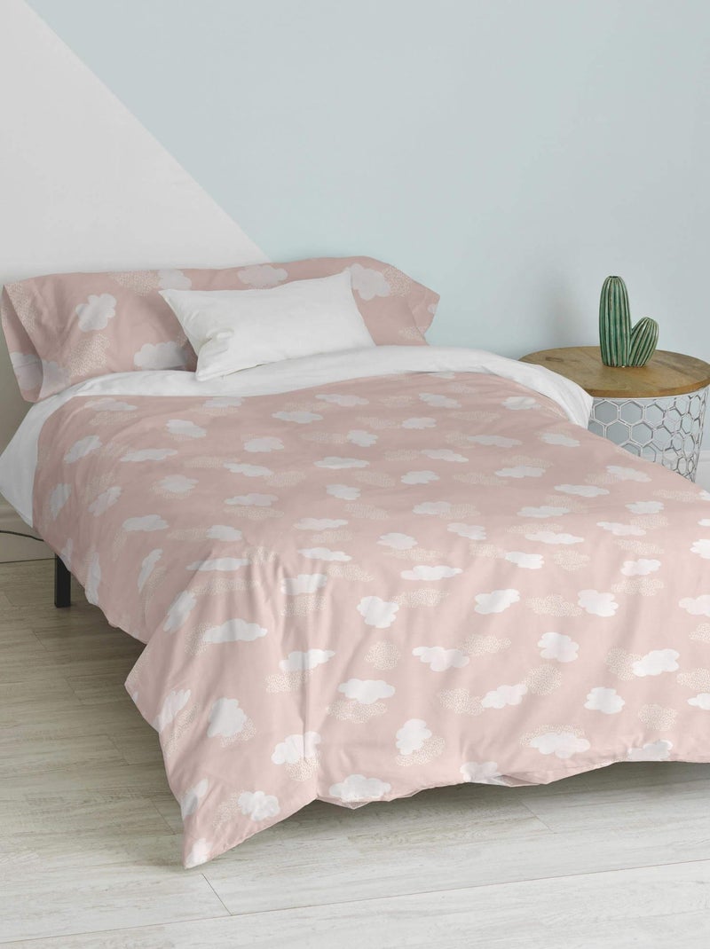 Parure housse de couette 2 pièces Clouds "Happyfriday" Rose - Kiabi