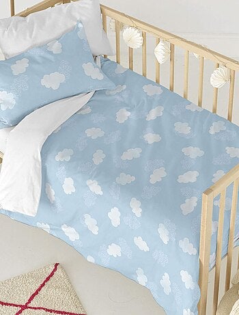 Parure housse de couette 2 pièces Clouds Lit Bébé "Happyfriday