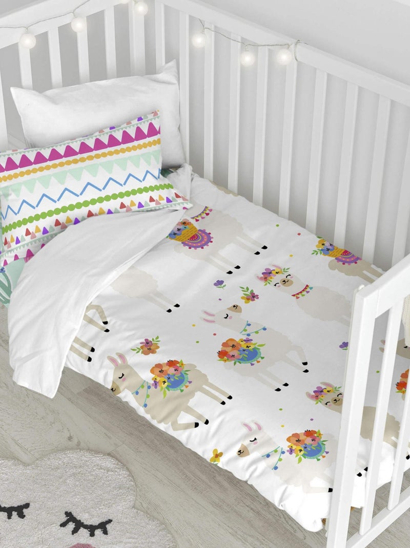 Parure housse de couette 2 pièces Cute llamas Berceau "Happyfriday" Multicolore - Kiabi