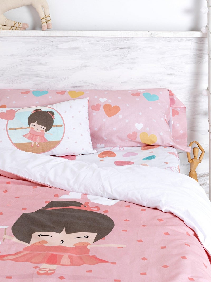 Parure housse de couette 2 pièces Dancing "Happyfriday" Blanc - Kiabi