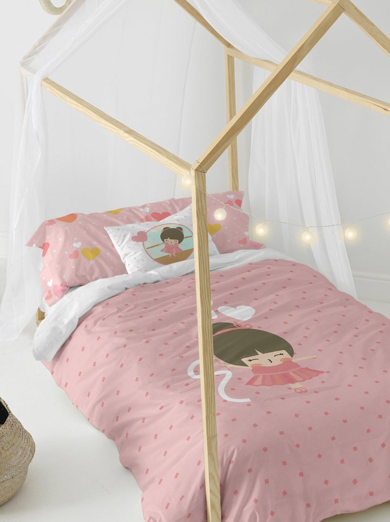 Parure housse de couette 2 pièces Dancing "Happyfriday" Blanc - Kiabi