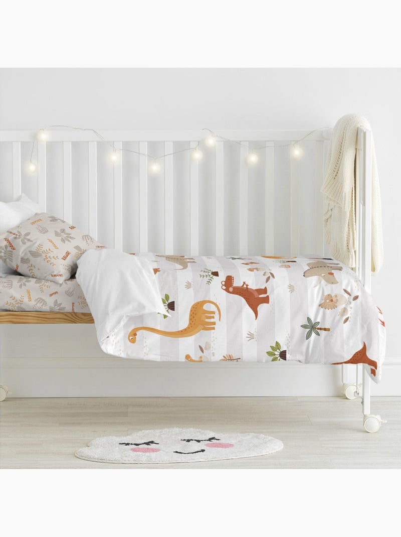 Parure housse de couette 2 pièces Dino family "Happyfriday" Blanc - Kiabi
