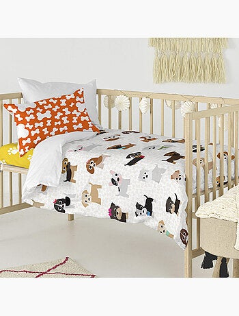 Parure housse de couette 2 pièces dogs berceau "happyfriday