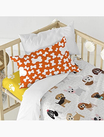 Parure housse de couette 2 pièces dogs berceau "happyfriday